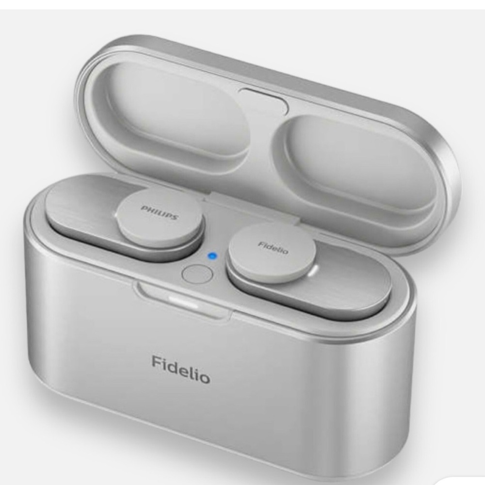 Philips Fidelio T1 Silver and White True Wireless Earbuds